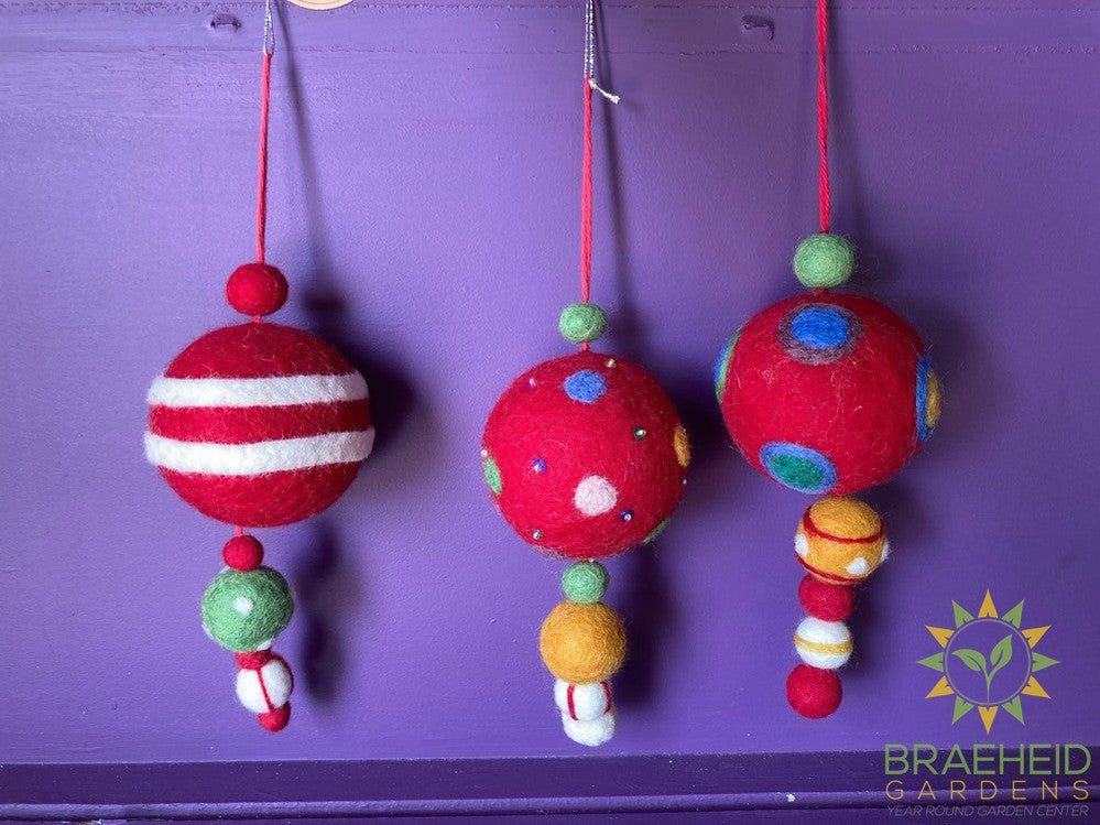 Wool Holiday Ball Ornaments