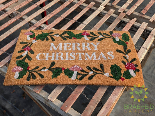 Merry Christmas Mushroom Doormat