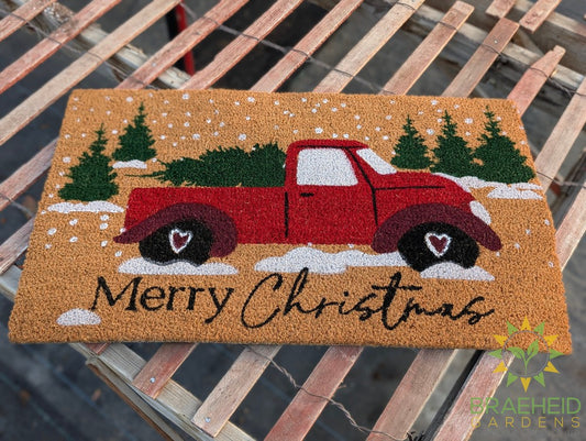 Merry Christmas with Truck Doormat