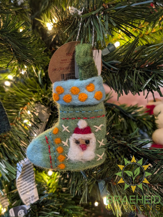 Embroidered Santa & Snowman Stocking Ornaments