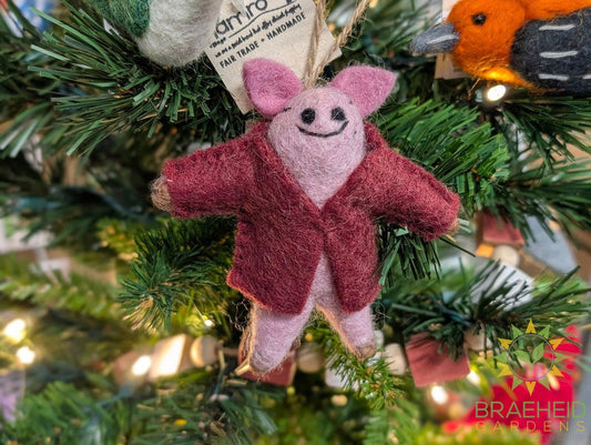 Red Cardigan Pig Ornament