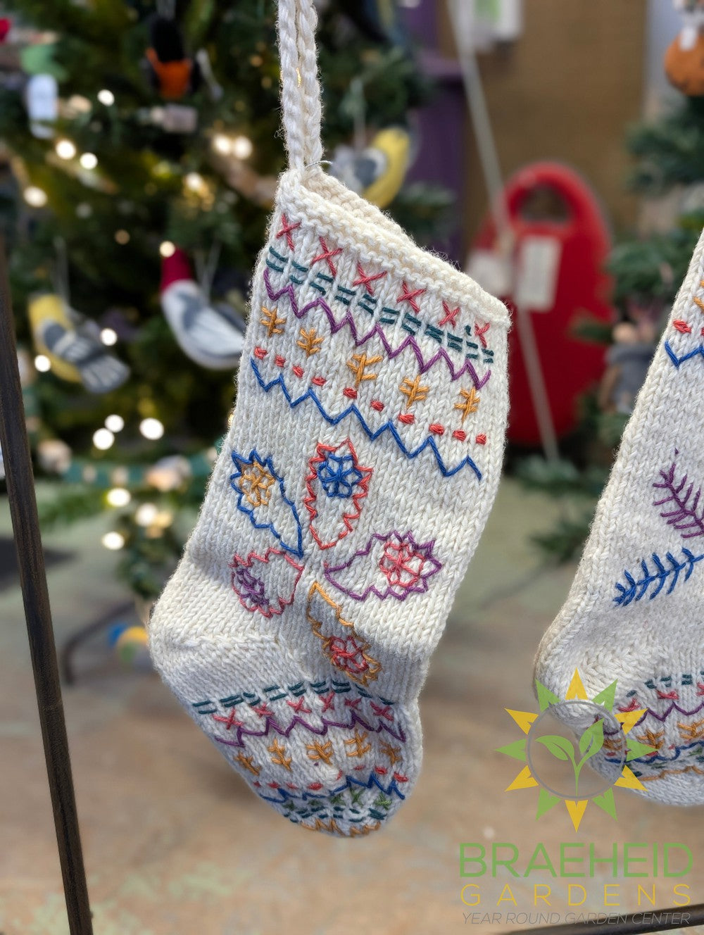 Embroidered Knit Snowflake Stockings