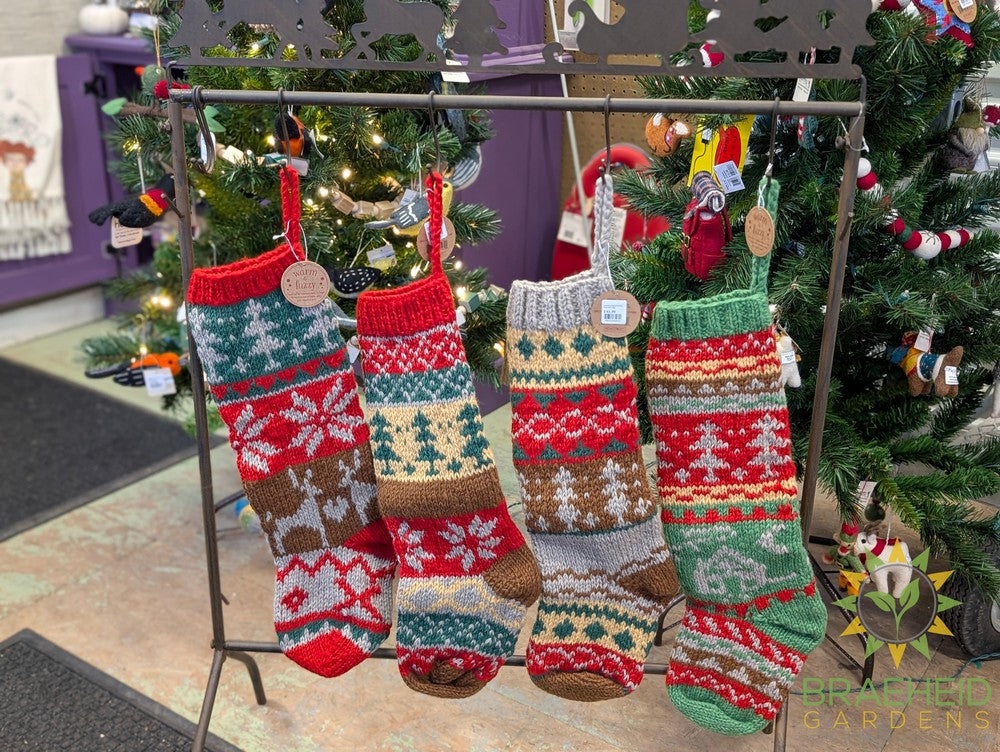 Hand Knit Wool Holiday Icon Stockings