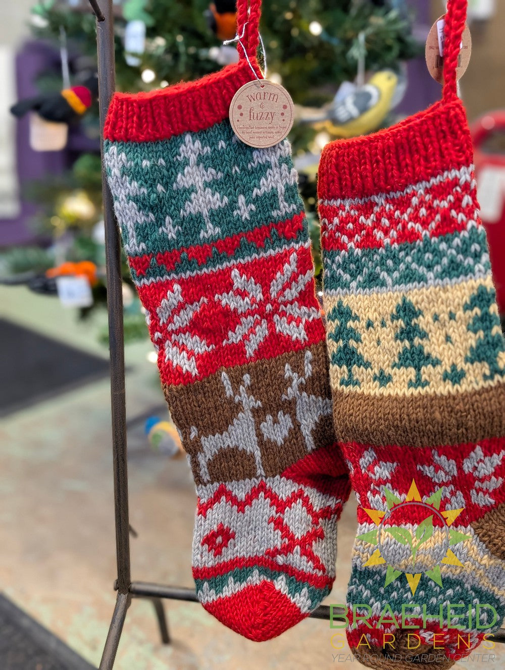 Hand Knit Wool Holiday Icon Stockings