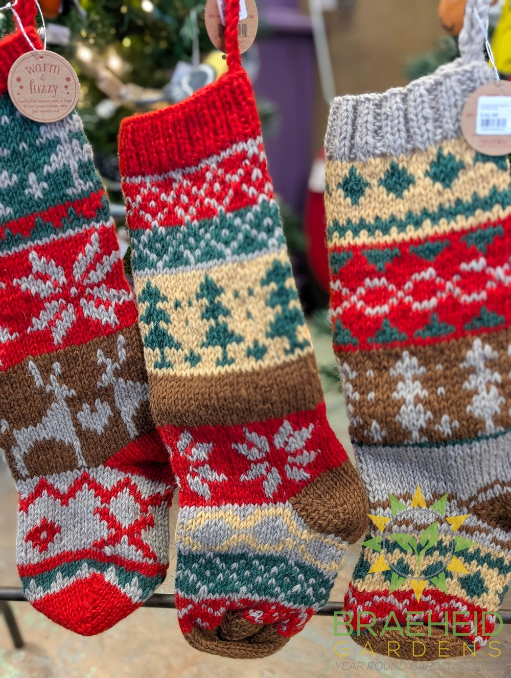 Hand Knit Wool Holiday Icon Stockings