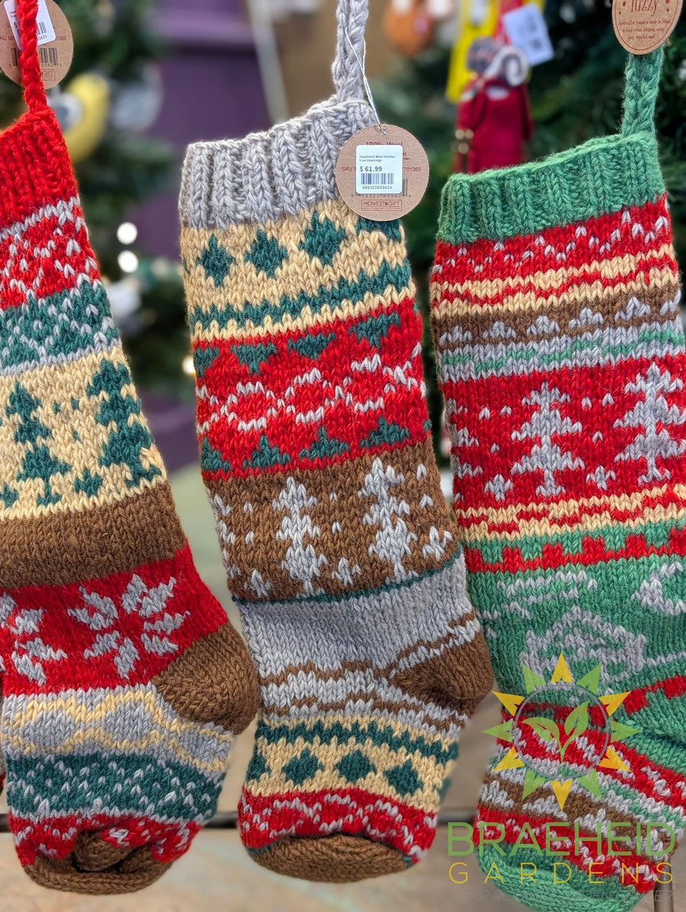 Hand Knit Wool Holiday Icon Stockings