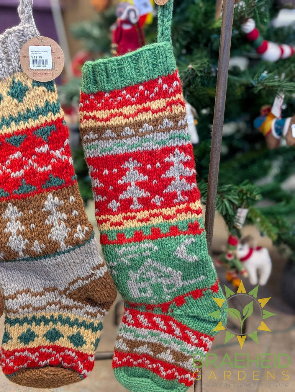 Hand Knit Wool Holiday Icon Stockings