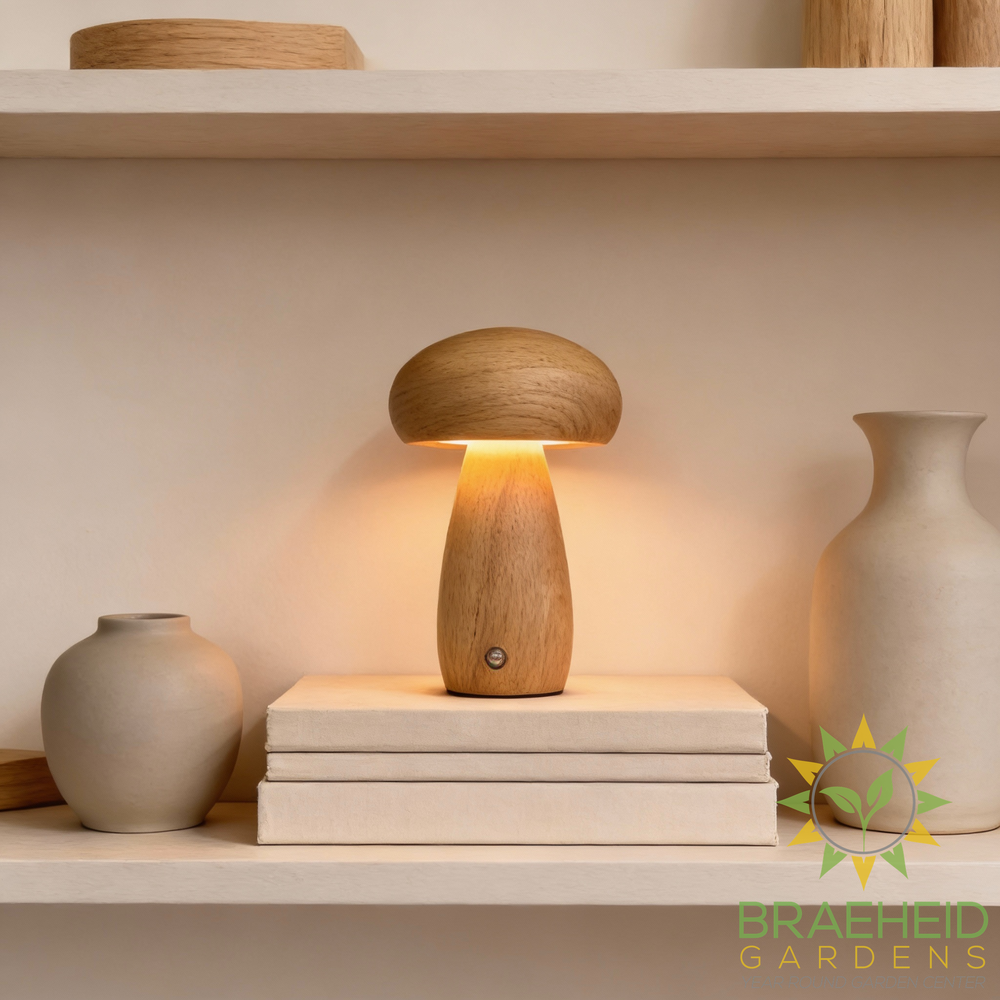 Wooden Mushroom Table Lamps