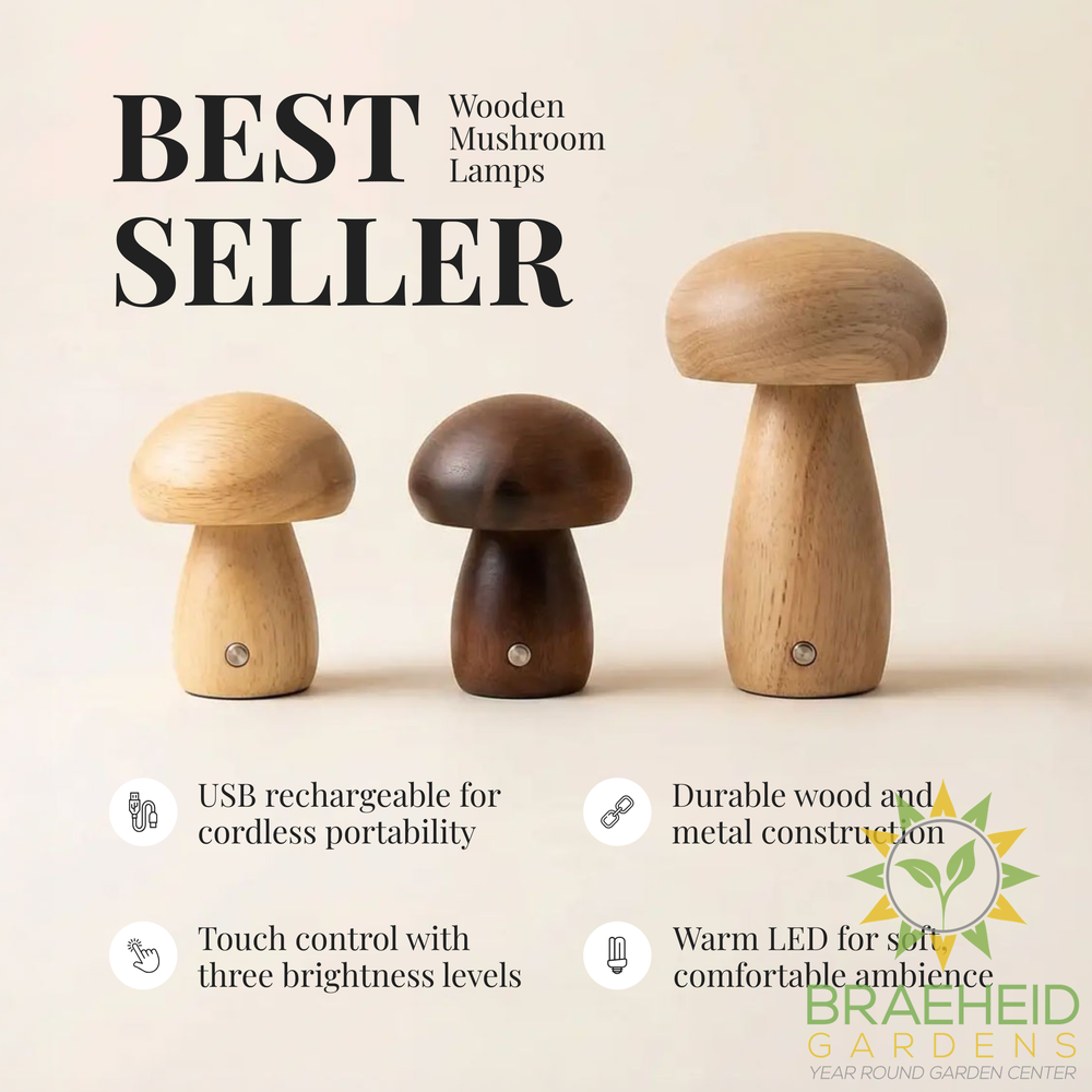 Wooden Mushroom Table Lamps