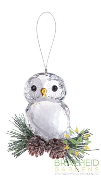 Frosted Pinecone Owl Ornament