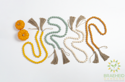 Autumn Wood Beaded Garland with Tassel