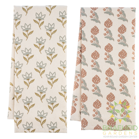 Artichoke & Flower Pattern Tea Towel