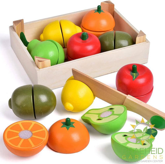 11 Pcs Wooden Pretend-Play Fruit Cutting Set for Kid Toys