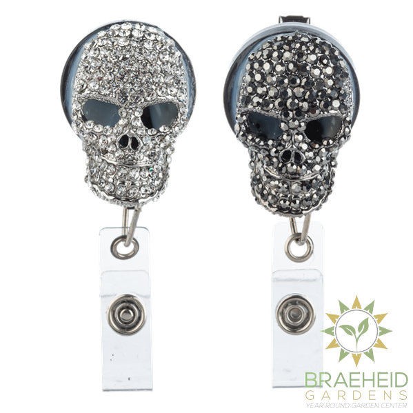 Rhinestone Skull ID Badge Reel on Backer