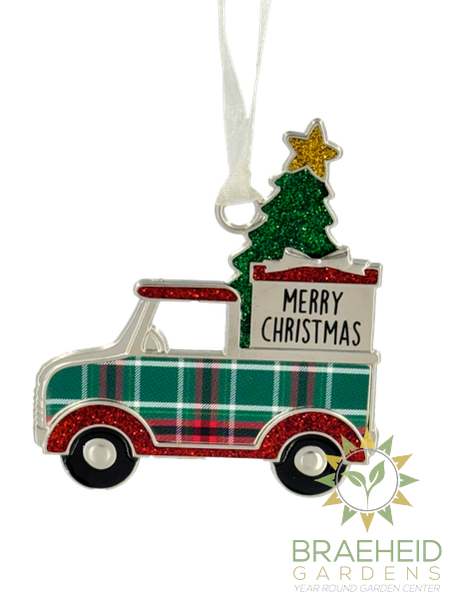 Ornament - Truck with Christmas Tree - Merry Christmas