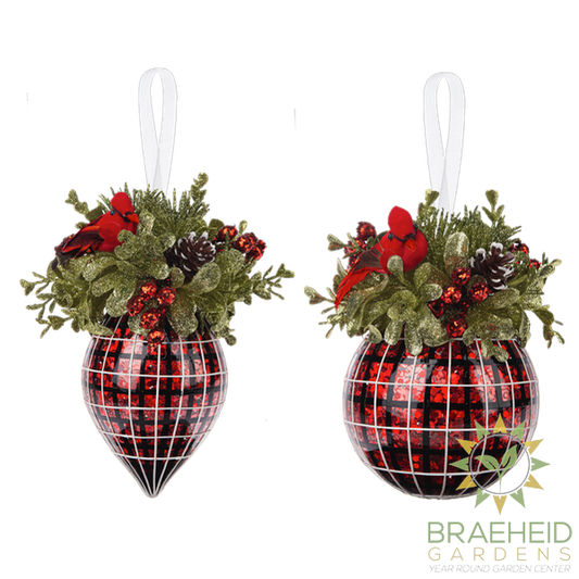 Mistletoe Plaid Glass Ornaments