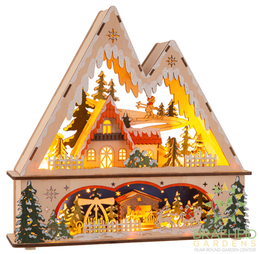 LED Light Up Mountain House Figurine