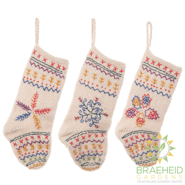 Embroidered Knit Snowflake Stockings