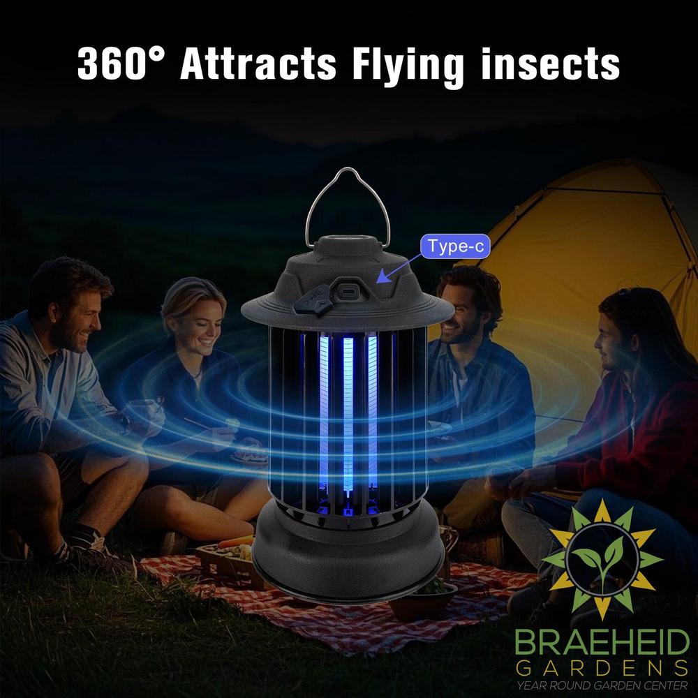 Bug Zapper Lantern, Rechargeable IPX4, 4200 V UV Grid, Indoor / Outdoor